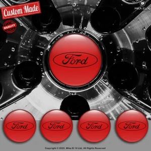 Ford Decals Set of 4 3D Gel Silicone Center Wheel Caps Stickers - Picture 1 of 3