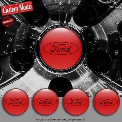 Ford Decals Set of 4 3D Gel Silicone Center Wheel Caps Stickers - Imagem 1 de 3