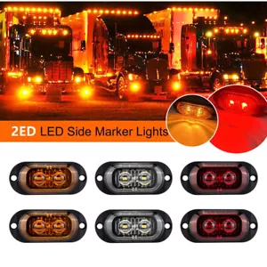 2-10PCS 2LED Car Side Marker Lights Truck Trailer Oval Clearance Light Amber Red - Foto 1 di 51