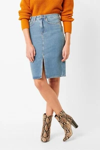 French Connection Reem Damen-Bleistiftrock Denim hochtailliert (blau) UVP £65 - Bild 1 von 4