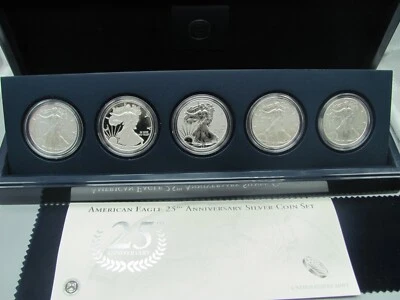 Juego de 5 monedas American Silver Eagle 2011 25 aniversario OGP Foto 1 de 4