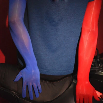 1 Paar Damen Lang Fingerhandschuhe Glänzend Seidig Zubehör Party Hochzeit Club - Bild 1 von 4