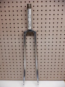 Vintage 60's-70's Pro Road Bike Fork - For 27" Wheel - 52 / 53cm- Chrome - NOS - Picture 1 of 6