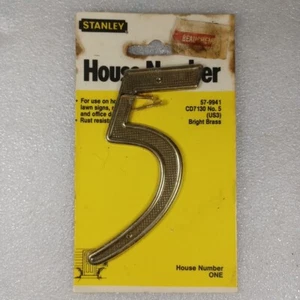 De colección Nuevo de Lote Antiguo Latón Brillante Chapado #5 Casa Número 4" Alto Stanley Dirección Puerta Calle - Imagen 1 de 2