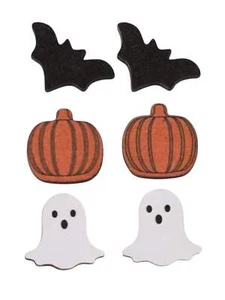 HALLOWEEN WOODEN SPOOKY STUD EARRINGS - Bild 1 von 10