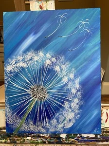 Pusteblume original gemalt auf Leinwand, abstrakt 11/14 - Bild 1 von 16