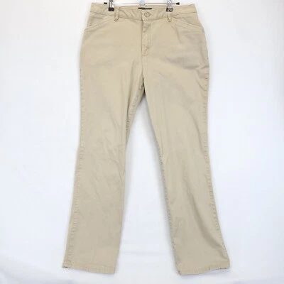 Lee Chino Pants Relax Fit Straight Leg Women 12 Mid Rise Beige Workwear Uniform - Image 1 of 4