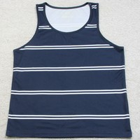American Rag Blue White Tank Top T-Shirt Mans Striped Large Sleeveless Polyester