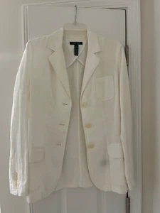 RALPH LAUREN LINEN WOMEN JACKET WHITE SIZE 6 - Picture 1 of 3