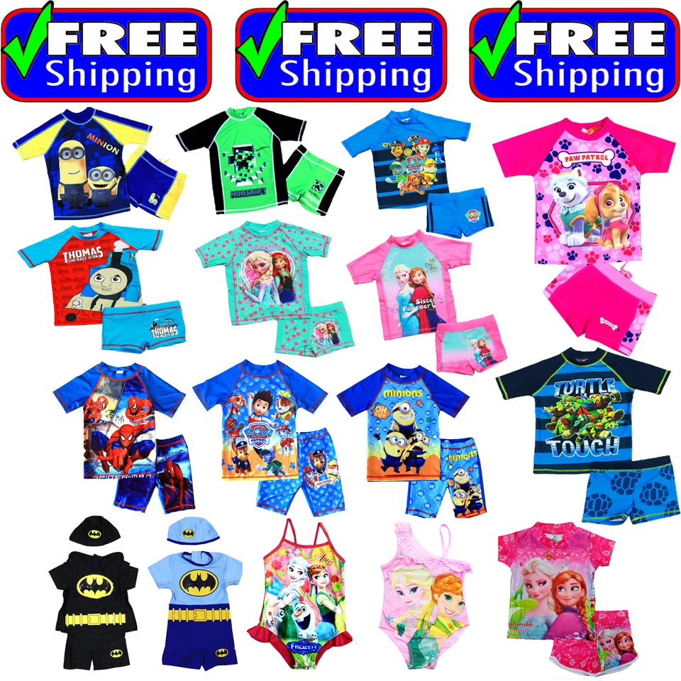 New Kids Swimsuit Boys Bathers Swimming Bikini Top Trunk Frozen Paw Patrol AU - image 1 of 2