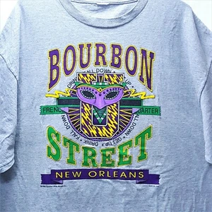 1990 Bourbon Street New Orleans Mardi Gras T-Shirt USA XXL Southern Silk Screen - Picture 1 of 5