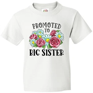 Inktastic Promoted To Big Sister With Flowers Youth T-Shirt Siblings Sibling Sis - Picture 1 of 7