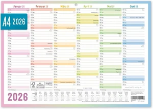 Häfft® Premium Tafelkalender 2026 A4 quer mit Ferien & Feiertagen, 850g/m²...  - Bild 1 von 6