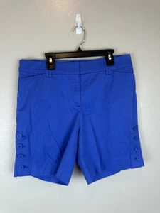 Talbots Shorts Womens Size 8 Blue Leg Buttons Chino 32x6.5* Zip Button - Picture 1 of 10