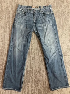 BKE Jeans Herren 36x32 Blau Trent Distressed Heavy Stitching Whiskered Denim Faded - Bild 1 von 13