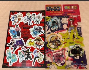 Pokemon x Weekly Shonen Jump Collaboration Sticker Set & One Piece Bookmark New - Picture 1 of 6