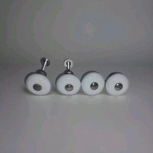 4 Vtg Porcelain Drawer Pulls Round Knobs Farmhouse Small 1.25" Diameter  - Picture 1 of 5