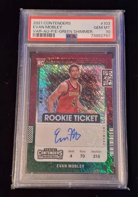 Evan Mobley 2021 Contenders Variation Auto P/E-Green Shimmer #103 PSA 10 (POP 1) - Image 1 of 3