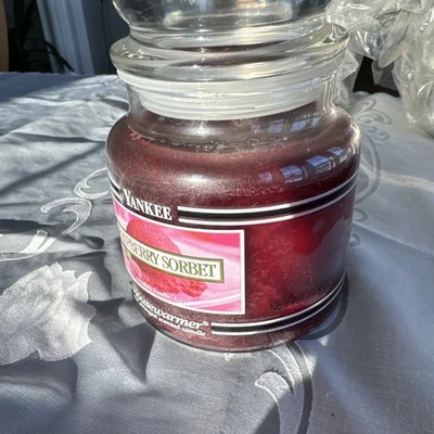Yankee Candle-SORBETE DE FRAMBUESA-Descontinuado. BANDA NEGRA. Calentador de casa. RARO. Nuevo Foto 1 de 4