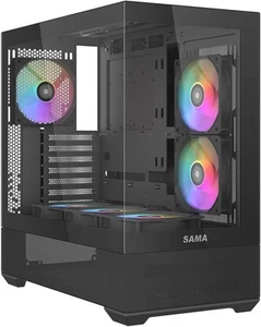 Boîtier ATX Mid Tower SAMA V40 avec 6 ventilateurs ARGB PWM, double verre trempé, #R07 - Photo 1/5
