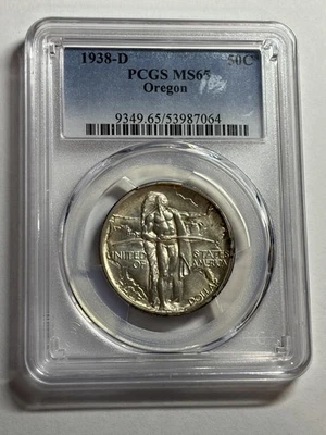 1938-D Oregon Trail Commemorative Silver Half Dollar PCGS MS65 Better Date - Image 1 of 4