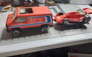 Tonka Pressed Steel A J Foyt Racing Team Van Trailer Race Car - Picture 1 of 10