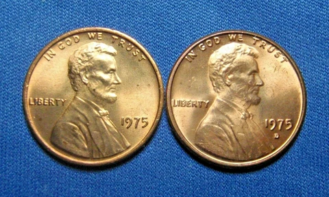 1975 P & D AU Lincoln Cents, Lot of 2, Free Shipping To US Cover