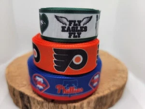 Philadelphia Eagles, Flyers, Phillies Grosgrain Ribbon 7/8", Decor, Hair Bows - Picture 1 of 8