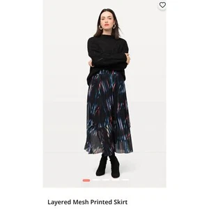 NWT Ulla Popken Black Layered Mesh Printed Skirt Women's 20/22 - Picture 1 of 10