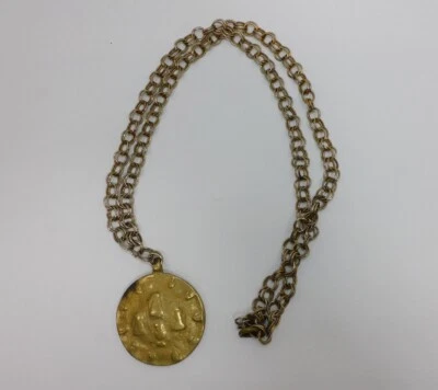 2" VTG Tibetan Copper 12 Zodiac Years Animals Fengshui Round Pendant & 18” Chain - Image 1 of 4