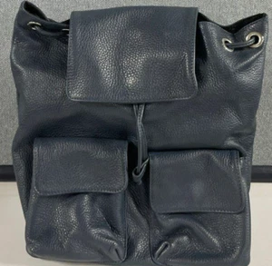 Usado en Excelente Condición Patrick Brothers Azul Mochila Mochila de Cuero Grueso con Cordón - Imagen 1 de 6