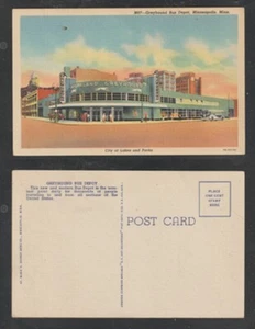 Minneapolis Minnesota Postal Greyhound Autobús Depósito Autobús Sin Usar Borde Blanco Lino - Imagen 1 de 4
