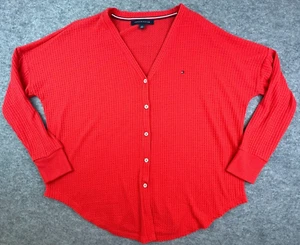 Tommy Hilfiger Up Pullover Damen Medium Rot Waffelstrick Langarmshirt - Bild 1 von 9