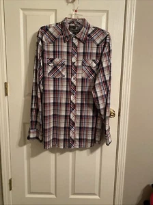 Camicia western a quadri maniche lunghe e bottoni a pressione perlati uomo XXL - Foto 1 di 4