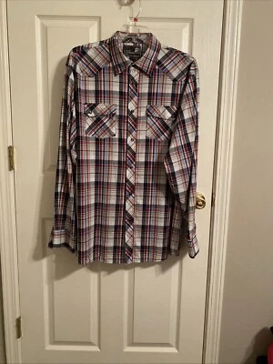 Camisa Western a Cuadros Manga Larga y Perla Broches de Presión Hombre’s XXL Foto 1 de 4