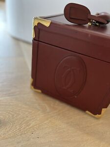 Cartier Vintage Vanity Box In Maroon Leather With Pin Code Lock - As Is