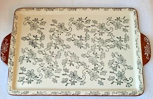 Temp-tations Floral Lace Lid It/Serving Tray - Brown 13x9 - Picture 1 of 9