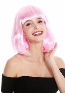 Peluca de mujer Bob Largo hasta los hombros poni liso rosa claro rosa rosa 0073 - Imagen 1 de 4