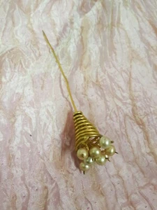 spillone da cappello dorato con perle vintage Hat pins cm. 14 (V3) ^ - Imagen 1 de 5