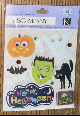Álbum de recortes K&Company Feliz Halloween Calabaza Frankenstein Fantasma Gato Murciélago Foto 1 de 3