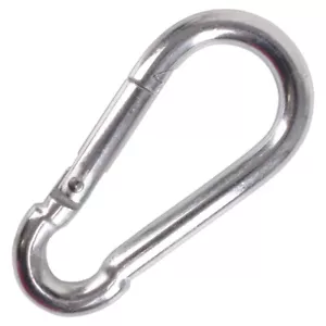GRANDE MOSCHETTONE ACCIAIO GANCIO 9mm x 90mm Molla Caricato Snap Clip Escursionismo Carabina UK - Foto 1 di 2
