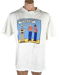 Vintage 1995 Broadside By Bacon Cartoon White Shirt Single Stitch Sailing Navy - Picture 1 of 7