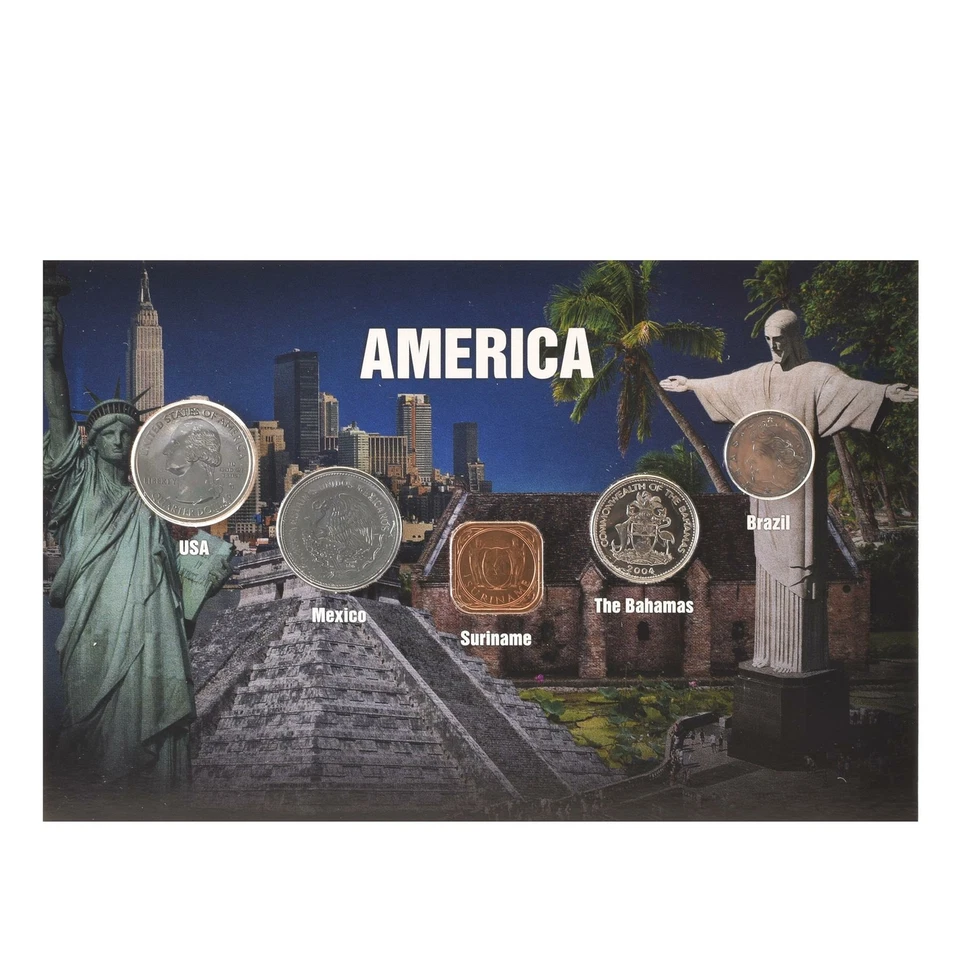 5 Coins from Americas | Brazil | Bahamas | Suriname | Mexico | USA - Image 1 of 2
