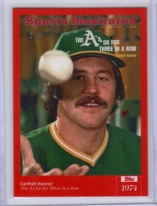 Topps X Sports Illustrated 2021 Catfish Hunter #47 rojo paralelo #4/5 tarjeta - Imagen 1 de 3