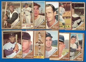 1962 TOPPS MLB BASEBALL CARD & GREEN TINT + VARIATION 1-689 SEE LIST - Picture 1 of 163