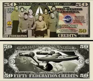 STAR TREK BILLET DOLLAR US! ENTERPRISE SPOCK Série SF Leonard Nimoy Kirk Million - Afbeelding 1 van 1