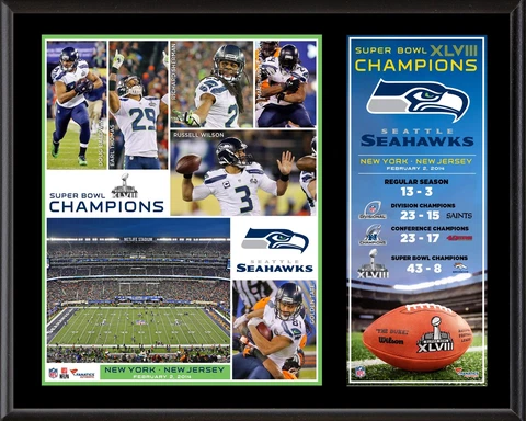 Seattle Seahawks Super Bowl XLVIII Champions 12" x 15" Plaque - Fanatics Cover