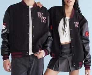 HELLO KITTY BOMBER JACKET SZ XL UNISEX BLACK/BURGANDY - Picture 1 of 7