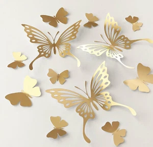 26 Gold Butterfly Wall Decal, Gold Paper Butterflies, Butterfly Wedding Decor - Picture 1 of 2