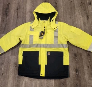 Carhartt High-Visibility Waterproof Class 2 Sherwood Jacket Mens Size Medium M - Picture 1 of 24